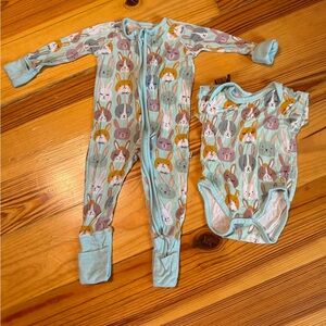 Little Sleepies Bamboo Easter Zippy and Little Sleepies Play Bodysuit 3-6 Mnths